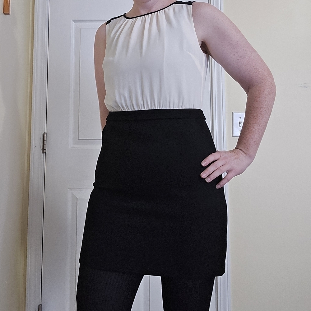 Loft Black and White Sleeveless Mini Dress